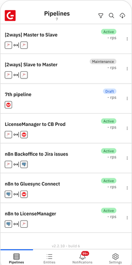 Gluesync mobile pipelines